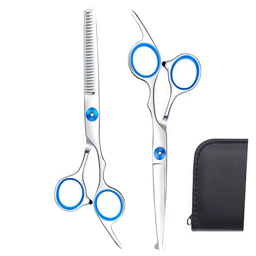 Sumcoo Dog Grooming Scissors Set of 2-7 Inch Heavy Duty Titanium Stainless Steel Pet Grooming Scissors Thinning Shears for Dogs and Cats, Safety Round Tips