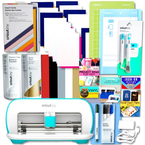 Cricut Joy Machine with Card Kit, Sampler Smart Vinyl Roll, Cutting Mats and Tool Set Bundle - Compact Tool for DIY Craft Projects and Decals, Beginner Craft Cutting Machine with Starting Materials