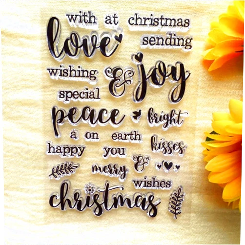 GAOZONGTER Words Love Enjoy Peace Christmas Clear Stamps for Card Making DIY Scrapbooking Silicone Stamps Transparent Stamps Album Photo Decor