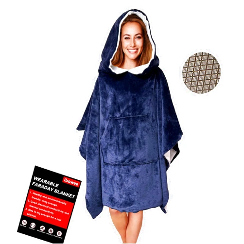 Ibowee Wearable Faraday Blanket with Faraday Copper Nickle Fabric, Big Size Protective Belly Blanket Faraday Pregnancy Blanket， Signal Blocking, WiFi 5G Blocking Werable Blanket