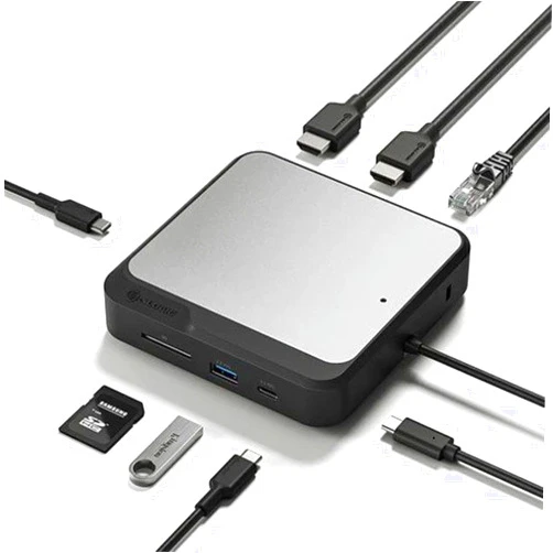 ALOGIC 7-in-1 Dual 4K Universal Compact Docking Station, 2X HDMI, USB-A, USB-C, 100W PD, Gigabit Ethernet, SD Card Reader, USB-C Power Input, for Windows/MacOS/ChromeOS Computers.