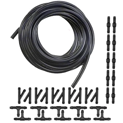 GKmow 4M/13Ft Universal Washer Fluid Hose with 30 Hose Connectors, Car Windshield Washer Hose Kit, for Most Car Windshield Washer Hose Connect Car Water Pump and Nozzles (Black)