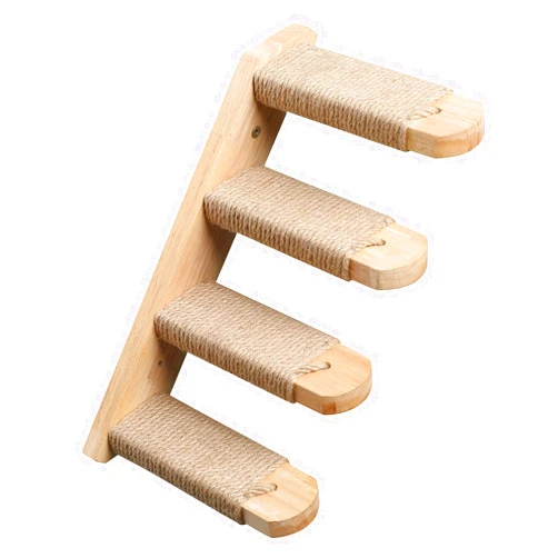 FUKUMARU Cat Climbing Shelf Wall Mounted, Four Step Cat Stairway with Jute Scratching for Cats Perch Platform Supplies