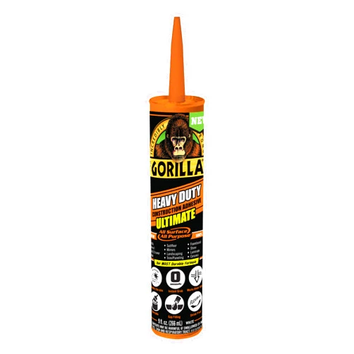 Gorilla Heavy Duty Ultimate Construction Adhesive, 9 Ounce Cartridge, White, (Pack of 1)