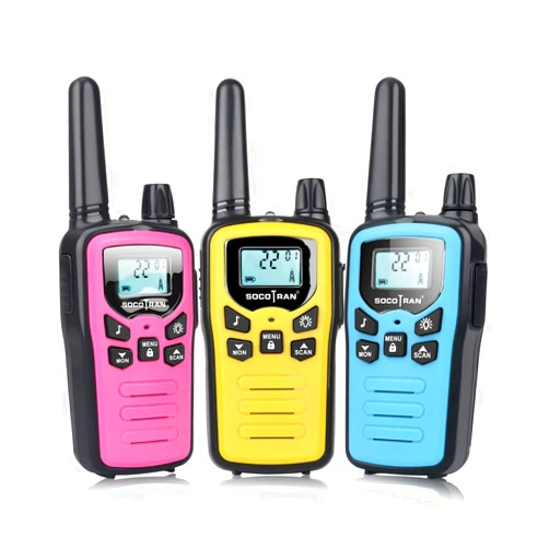 SOCOTRAN Walkie Talkies for Adults 3 Pack Rechargeable Two-way Radios Long Range 5 Miles with USB Charging Cable Blue Yellow Pink Walkie Talkies for Camping Hiking Adult