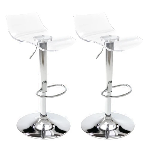 Brage Living Acrylic Bar Stools Set of 2, Transparent Swivel Adjustable Airlift Barstools with Low Back, Counter Height Bar Chairs for Kitchen Dining Room Pub Cafe (Clear)