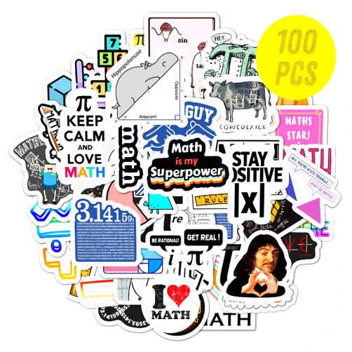 BulbaCraft 100Pcs Small Math Stickers for Students - Funny Math Gifts for Women and Men, Math Related Stickers, Funny Math Nerd Gifts, Math Lovers, Math Jokes for Mathy Folks, Math Laptop Decals