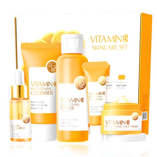 LAIKME Vitamin C Skincare Set, 5 In 1 Skincare Gift Set With Cleanser, Toner, Face Serum, Face & Eye Cream, Skin Care Products For Teenage Girls, Lasting Moisturizing Travel Skincare Set For Women Girls