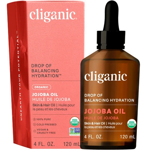 Cliganic Organic Jojoba Oil, 100% Pure (4oz) | Moisturizing for Face, Hair, Skin & Nails | Natural Cold Pressed Hexane Free | Base Carrier Oil (Packaging May Vary)