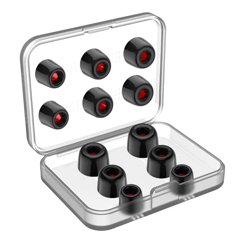 F FEYCH 6 Pairs Earphone Tips F FEYCH Premium Replacement Earbud Tips Memory Foam Earphone Tips Blocking Noise Foam Tips Suit for 4.5-6.3mm Nozzle in-ear Earphones with Storage Box(S/M/L, Black)