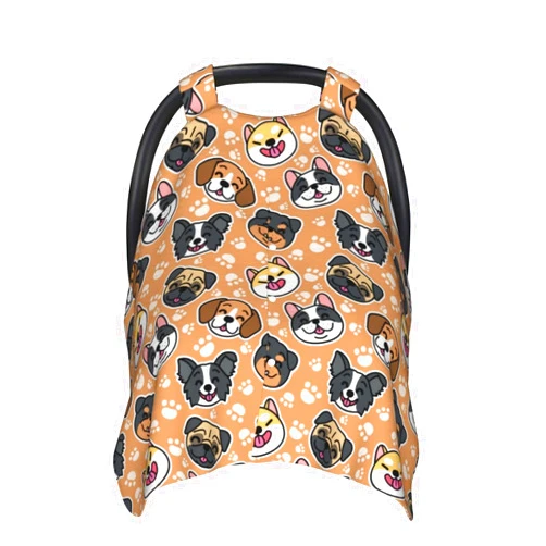 AuHomea Cartoon Kawaii Dog Baby Car Seat Canopy and Nursing Cover for Breastfeeding Multi-Use Cover Lightweight Infant Stretchy Carrier Carseat Winter Cover for Newborn Girls Boys