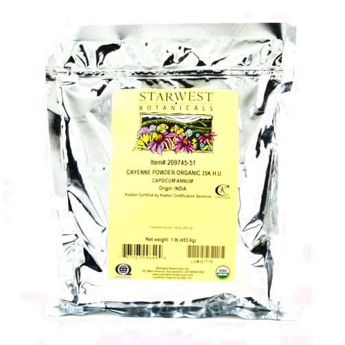 Starwest Botanicals Organic Cayenne Pepper Powder 35,000 SHU, 1 Pound (Pack of 1)