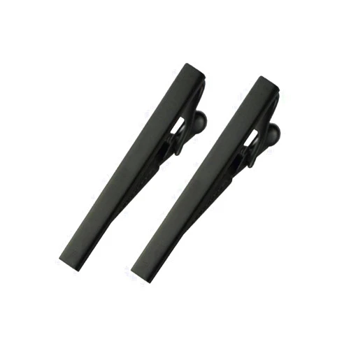 MeShow 2Pack 2.1 Inch Long Black Mens Tie Clip Clasp Bar Set for Regular Ties Spring Loaded End