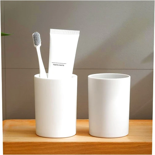 Naering Minimalist Toothbrush Holder Cup, White Ceramic, 10.5oz