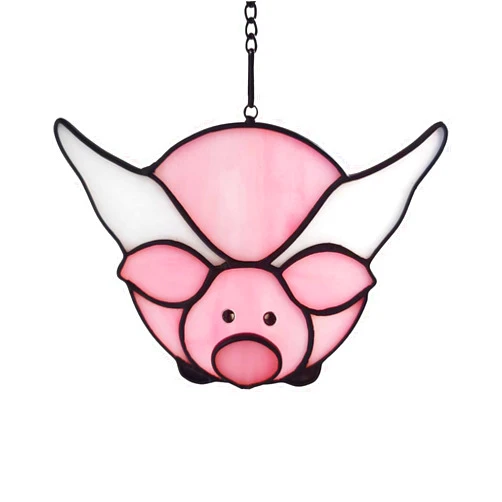 WeDcpcin Stained Glass Window Hanging Panel, Pig Sun Catcher Home Decor,Birthday Gift, to Friends, Ladies, and mom
