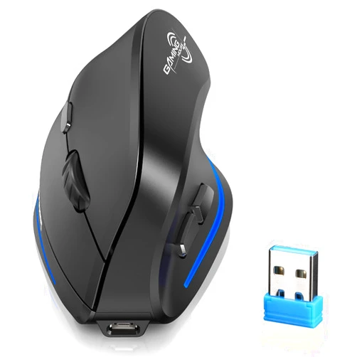 ECHTPower Ergonomic Wireless Mouse, Vertical Mouse with Adjustable DPI 2400/1600/1000, Rechargeable Mice with LED Light, Ergo Mouse for Laptop/PC/Windows/macOS