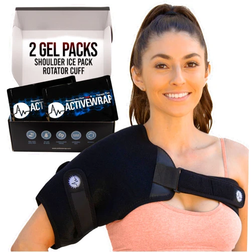 AW ACTIVEWRAP ActiveWrap Shoulder Ice Pack, With 2 Reusable Heat & Ice Packs for Shoulder Pain Relief, Rotator Cuff Cold Therapy, Adjustable Compression Straps, Post-surgery Must-have, Small/Medium