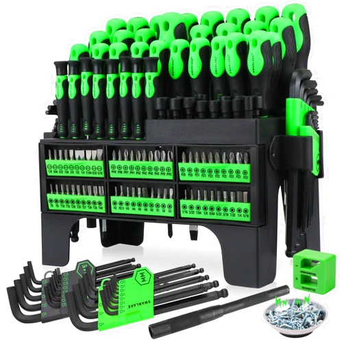 SWANLAKE GARDEN TOOLS 141-Piece Magnetic Screwdriver Set with Plastic Rack, Torx/Slotted/Phillips Precision Screwdrivers, SAE & Metric Hex Key Kit, Ratchet Handle & Screwdriver Bits, DIY Tools for Gift
