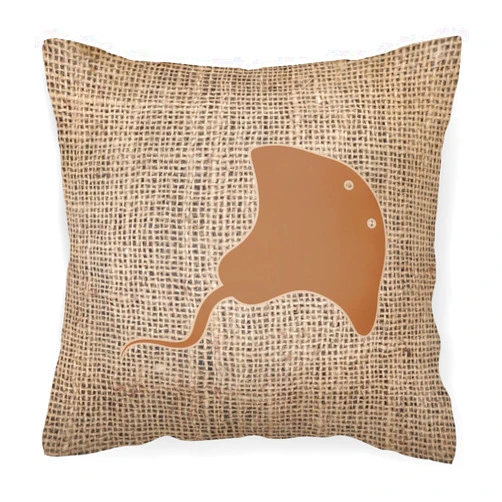 Caroline's Treasures BB1095-BL-BN-PW1818 Stingray Burlap and Brown BB1095 Fabric Decorative Pillow Machine Washable, Indoor Outdoor Decorative Pillow for Couch, Bed or Patio, 18Hx18W