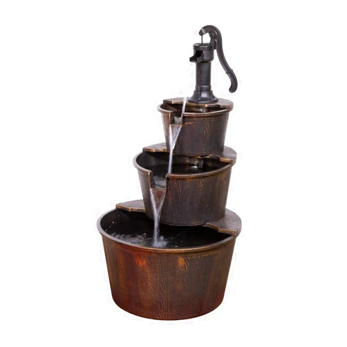 Alpine Corporation Waterfall Fountain, Rustic Pump and Barrel, 40 inch, Brown
