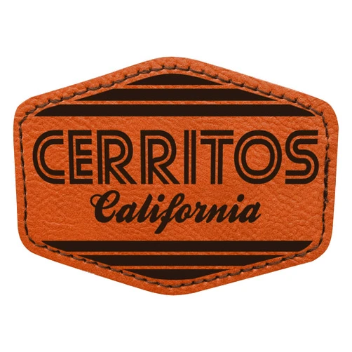 R and R Imports Cerritos California City Retro Souvenir 2x3 Hexagonal Iron-on Leatherette Patch with Adhesive Single