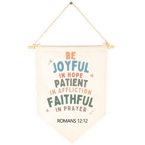 GEANHIL Christian Bible Verses Art-Scripture Flag Sign Gift for Baby Newborn Boys Girls Kids-Banner Wall Decor Gift for Nursery Bedroom Playroom Front Door-Baby Gift Shower-Be Joyful in Hope