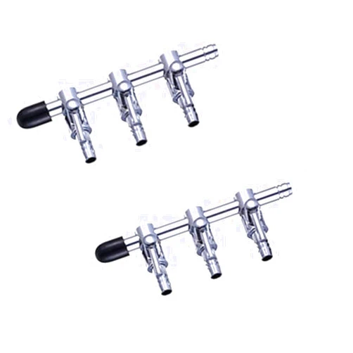Bnafes 2pcs 3- Way Aquarium Chrome Metal Gang Manifold Air Line Control Valve Air Tap Air Splitter