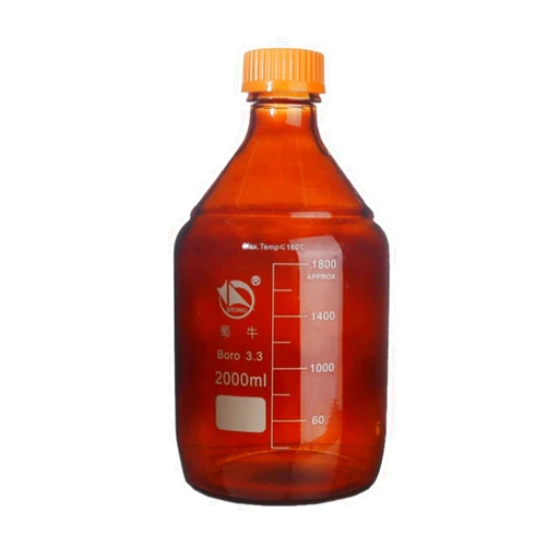 Deschem 2000ml,Lab Glass Amber Reagent Bottle,Screw Cap,2L Brown Flask