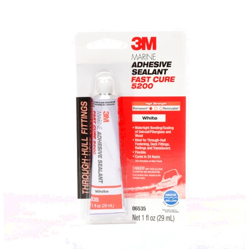 3M Marine Adhesive Sealant Fast Cure 5200 (06535) Permanent Bonding and Sealing for Boats and RVs Above and Below the Waterline Waterproof Repair, White, 1 fl oz Tube