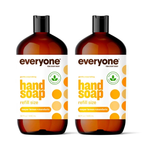 Everyone for every body Everyone Liquid Hand Soap Refill, 32 Ounce (Pack of 2), Meyer Lemon and Mandarin, Plant-Based Cleanser with Pure Essential Oils