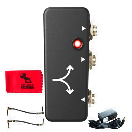 PitbullAudio JHS Low Profile Buffered Splitter Pedal w/Power Supply, Patch Cables & Pitbull Audio Cloth
