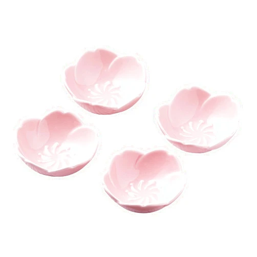 CLAY TONIC Claytonic 4 PC- Pink Cherry Blossom Porcelain Sauce Dish, Seasoning Dish, Sushi Soy Dipping Bowl, Appetizer Plates, Serving Dish for Kitchen Home (Set of 4, Pink)…