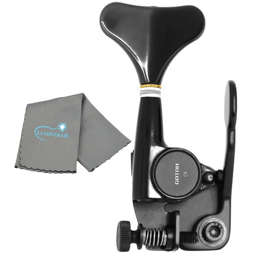 Hipshot GB7 Bass Xtender Bass Side Black Bundle with a Lumintrail Polishing Cloth