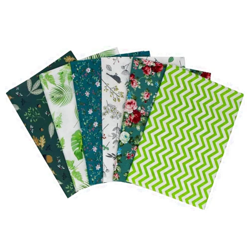 Jukway 6Pcs Cotton Fabric Squares 20x20 Inch (50x50cm) Pre-Cut Quilt Squares Sheets Patterns Craft Cotton Fabric Bundle for Sewing Quilting Patchwork Crafting Home Décor Handwork (Green)