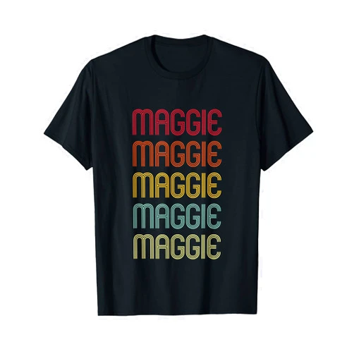 Personalized Custom Apparel For Boys & For Girls Maggie Retro Wordmark Pattern Vintage Personalized 70s T-Shirt