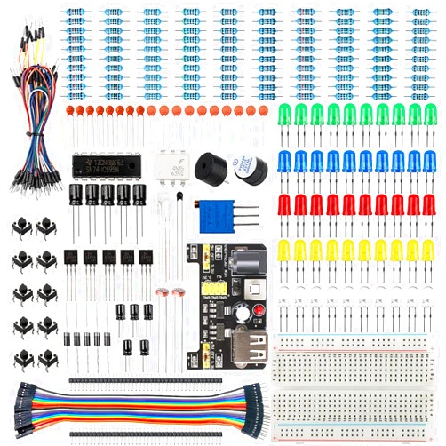Smraza Basic Starter Kit for Arduino,Breadboard, Power Supply, Jumper Wires, Resistors, LED, Electronic Fun Kit Compatible with Arduino R3, Mega2560, Nano, Raspberry Pi