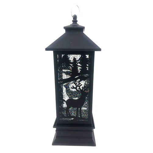 Midwest-CBK Ganz Midwest-CBK Lighted LED Shimmer Deer Forest Lantern, 12.5-inches Height Rustic Style Decorative Home Decor