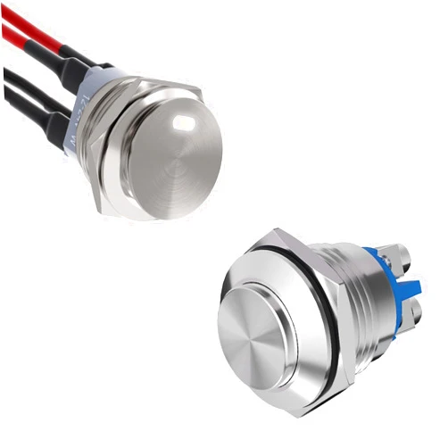 APIELE 16mm Momentary Push Button Switch and Metal Stainless Steel Toggle Switch