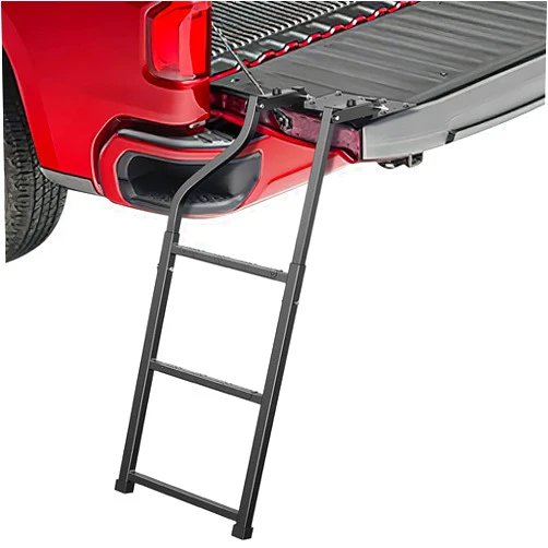 Nilight Foldable Truck Tailgate Ladder for Pickup with Aluminum Step Grip Plates, Replaceable Rubber Ladder Feet & Stainless Steel Self Drilling Hex Screws for Easy Installation, 2 Year Warranty