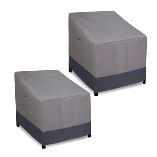 Easy-Going Outdoor Chair Cover Waterproof, Heavy Duty Patio Chair Cover, Windproof Outdoor Furniture Cover with Air Vent (2 Pack-33.5Wx31.5Dx36H inch, Gray/Dark Gray)