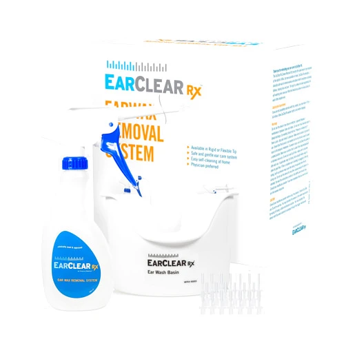 Nuance Medical EarClear Rx Ear Wax Removal & Cleaning Kit with Rigid Tips. Ear-Safe Flush and Irrigation kit for Adults & Children. Includes Basin and Replacement Tips