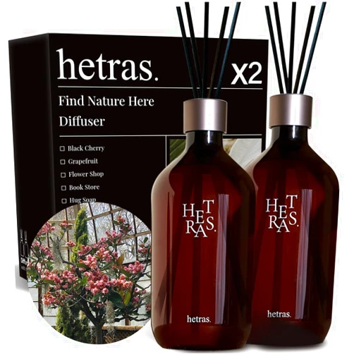Hetras. hetras Premium Reed Diffuser Set 16.9 fl.oz. 2 Pack | Flower Shop - Flowers & Green Grass Scent | Long-Lasting Luxury Fragrance with 10 Reed Sticks for Home & Office | Gifts for Loved One