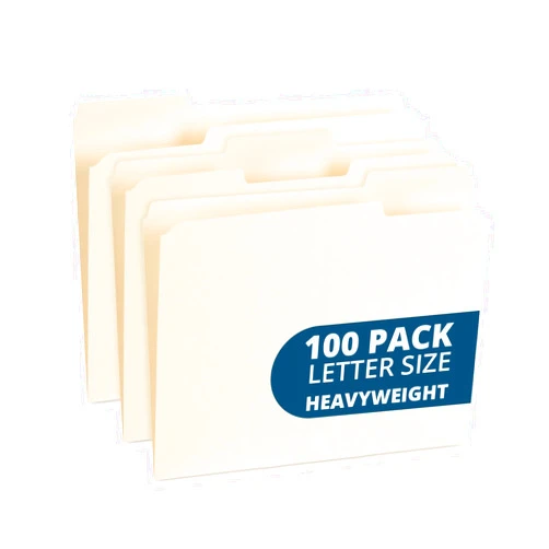 Blue Summit Supplies 100 Blue Summit Supplies Heavy Duty File Folders Letter Size with 1/3 Cut Reinforced Tabs, Thick 14pt Manila Paper, Heavy Duty Manila Folders for Office, Home, or Classroom