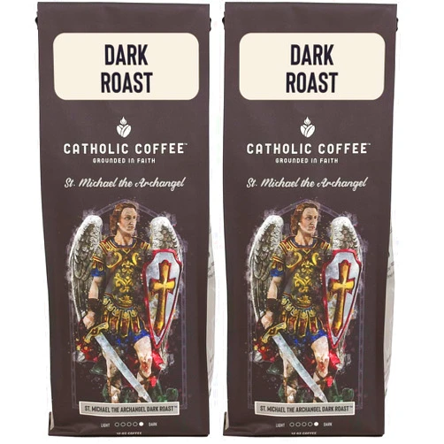 Catholic Coffee St. Michael | Dark Roast Ground Coffee – Almond & Citrus Notes | 12oz Bag – Premium Catholic Gift Inspired by the Defender of Heaven (Pack of 2)