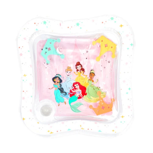 Bright Starts Disney Princess Royal Splash Water Mat, Tummy Time Mat with Ariel, Belle, Cinderella & More, Floating Toys, Newborn Baby Play Mat