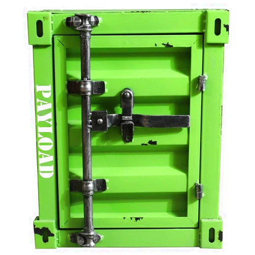 JOYGOOD End Tables Coffee Table with Storage Creative Side Table with Lock, Industrial Wind Container Lockers, Wrought Iron Bedside Table, (Color : Light Green, Size : 40 * 38 * 48cm)