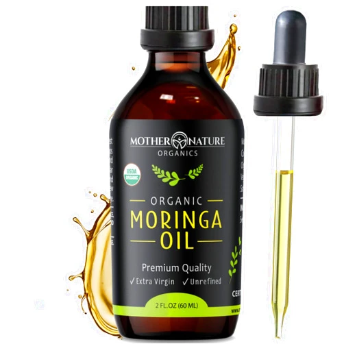 Mother Nature Organics Superfoods for Organic Living Moringa Oil - USDA Certified Organic, 100% Pure, Cold Pressed & Unrefined Gluten Free Oil (2oz) - Natural Moisturizer for Skin, Face, Body & Hair - Non-GMO & Vegan