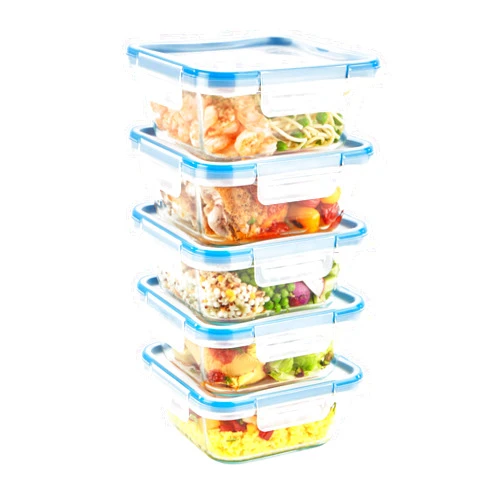 Snapware Total Solutions (5-Pack, 4 Cup) Glass Food Storage Containers Set, Airtight & Leakproof Locking BPA-Free Lids, Freezer Dishwasher Microwave Safe