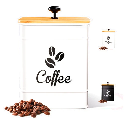 HB Design Co. Airtight Coffee Canister - 40 oz Large Iron White Coffee Container Airtight - Coffee Container for Ground Coffee - Coffee Bean Storage Container - Coffee Pods Holder - Ground Coffee Storage Container