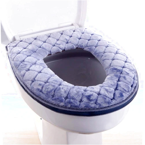 WDSHCR Toilet Seat Cover for Bathroom, Toilet Seat Cushion Covers Soft Thicker Warmer Washable Toilet Seat Cover Pads with Zipper Home Reusable (Gray)
